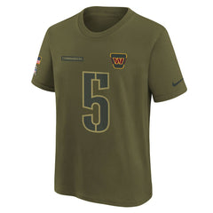 Jayden Daniels Washington Commanders Youth 2025 Salute to Service Name & Number T-Shirt Olive