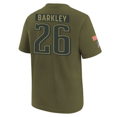 Saquon Barkley Philadelphia Eagles Youth 2025 Salute to Service Name & Number T-Shirt Olive