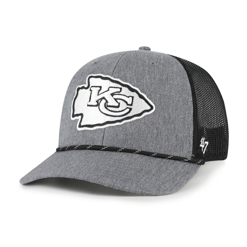 Kansas City Chiefs '47 Carbon Rope Trucker Adjustable Hat Heather Charcoal
