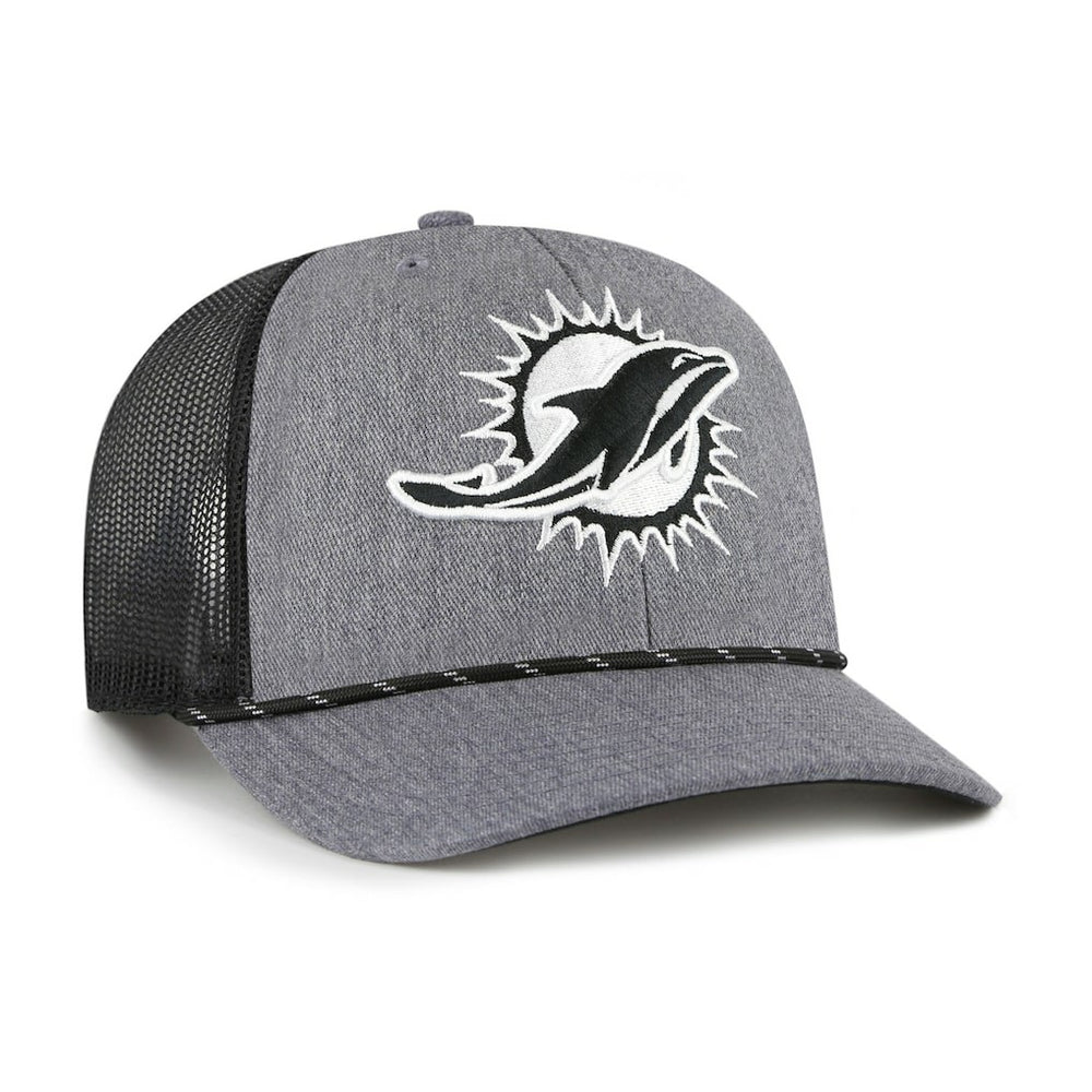Miami Dolphins '47 Carbon Rope Trucker Adjustable Hat Heather Charcoal