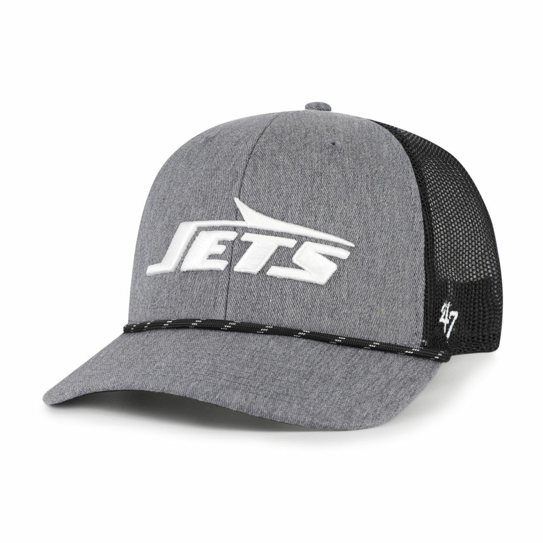 New York Jets '47 Carbon Rope Trucker Adjustable Hat Heather Charcoal