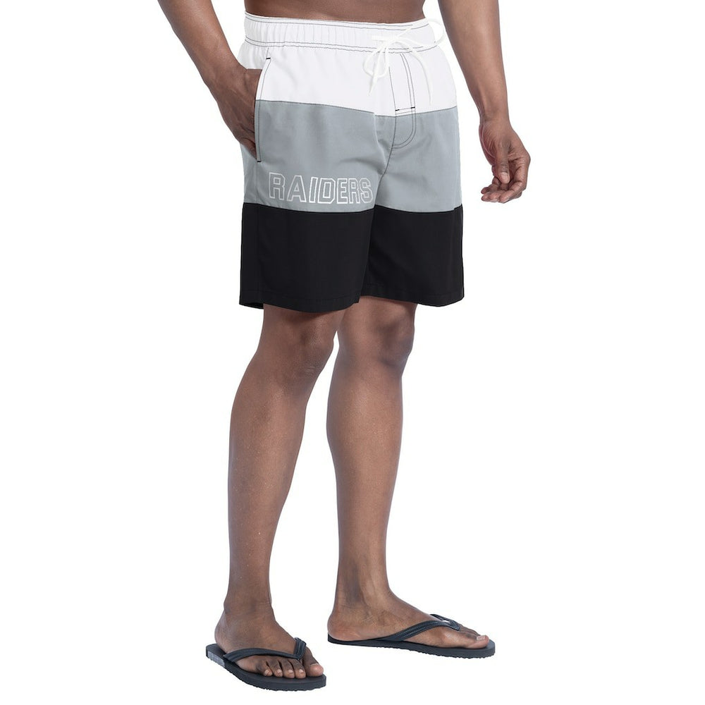 Las Vegas Raiders G-III Sports by Carl Banks Sunrise Volley Swim Shorts Black/Silver