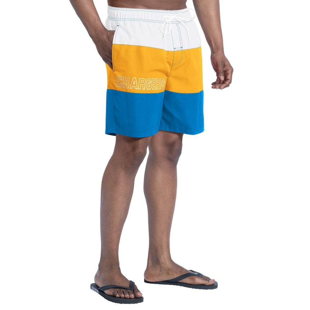 Los Angeles Chargers G-III Sports by Carl Banks Sunrise Volley Swim Shorts Powder Blue/Gold