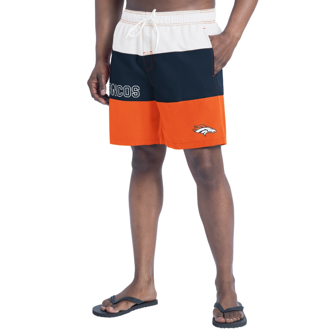Denver Broncos G-III Sports by Carl Banks Sunrise Volley Swim Shorts Orange/Navy