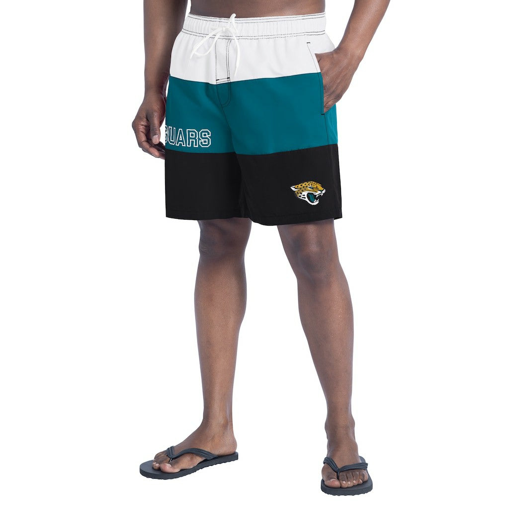 Jacksonville Jaguars G-III Sports by Carl Banks Sunrise Volley Swim Shorts Black/Teal