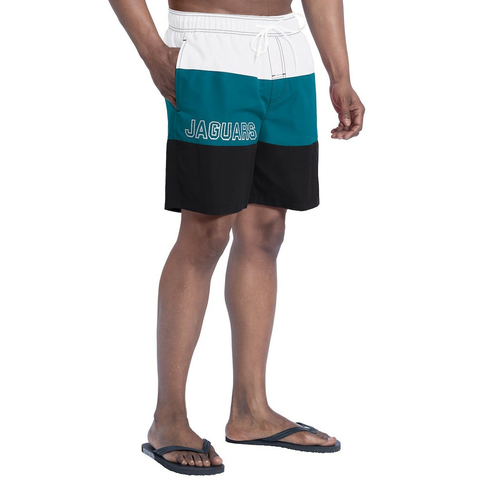 Jacksonville Jaguars G-III Sports by Carl Banks Sunrise Volley Swim Shorts Black/Teal