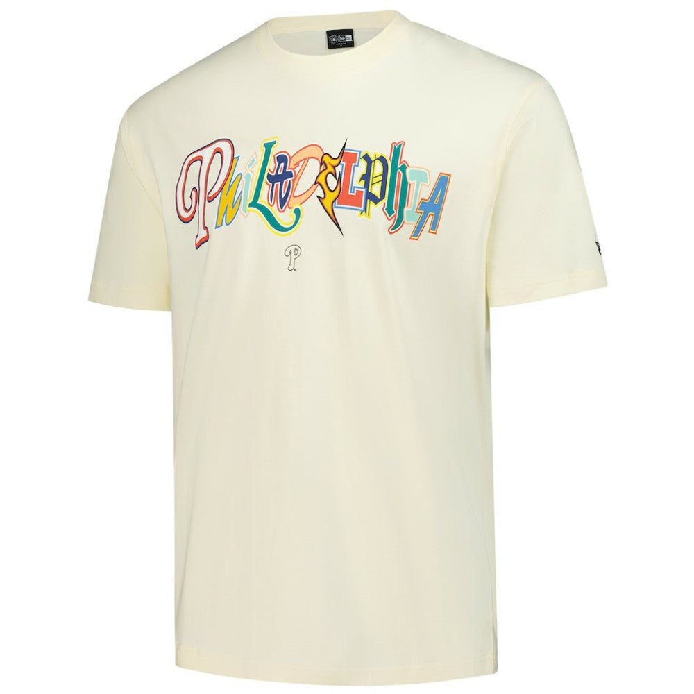 Philadelphia Phillies New Era Ransom Note Oversized T-Shirt - Cream T-shirts