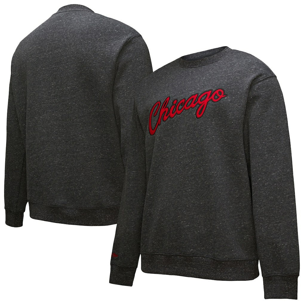 Chicago Bulls Hardwood Classics Blackout Collection Snow Washed Pullover Sweatshirt Black