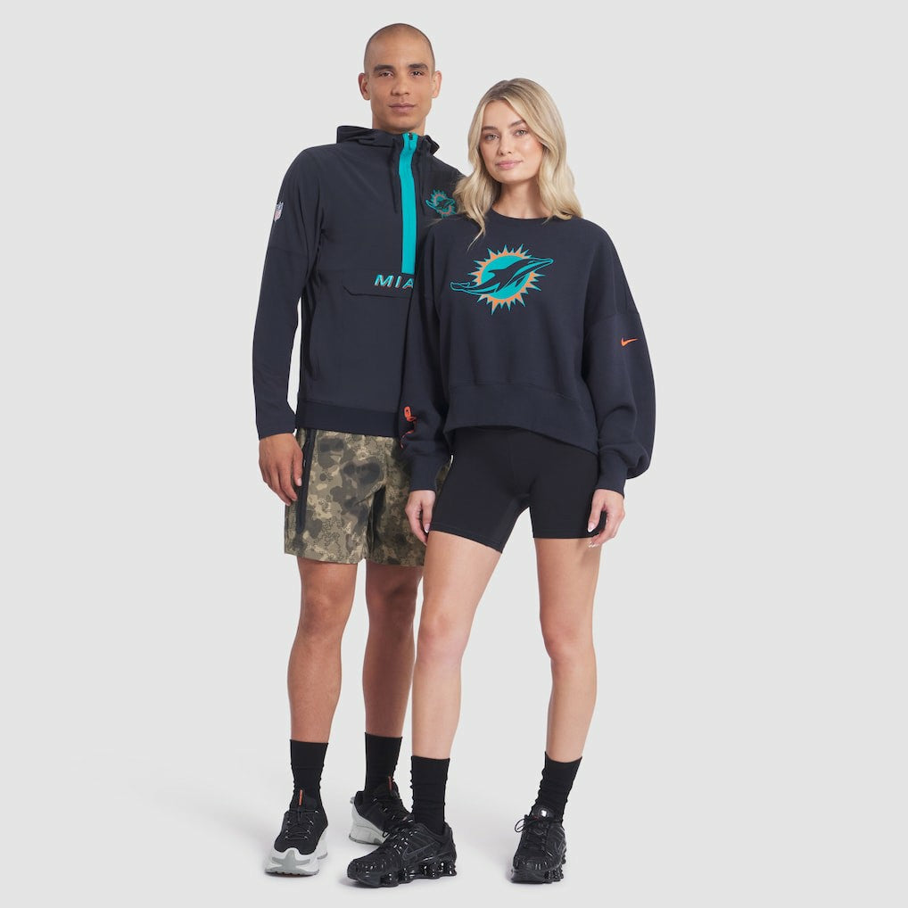 Miami Dolphins Women's 2025 Rivalries Collection Oversized Phoenix Fleece Sweatshirt Pitch Blue