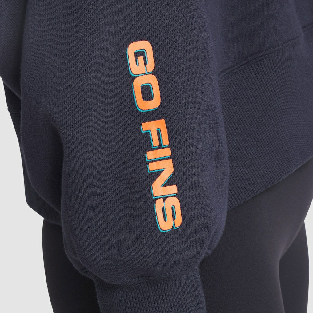Miami Dolphins Women's 2025 Rivalries Collection Oversized Phoenix Fleece Sweatshirt Pitch Blue