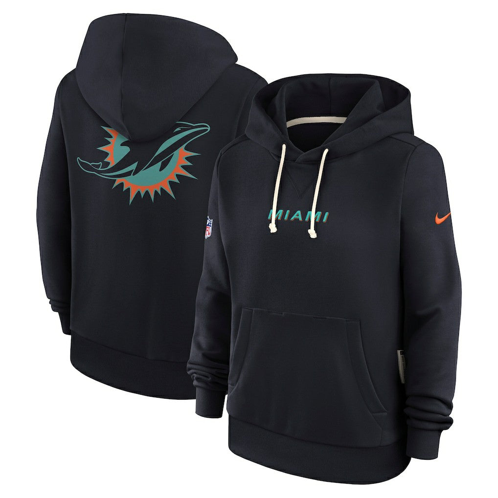 Miami Dolphins Women's 2025 Rivalries Collection Standard Issue Sideline Dri-FIT Hoodie Pitch Blue