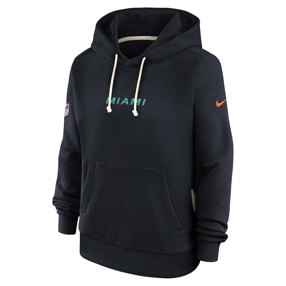 Miami Dolphins Women's 2025 Rivalries Collection Standard Issue Sideline Dri-FIT Hoodie Pitch Blue