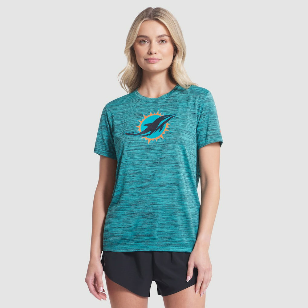 Miami Dolphins Women's 2025 Rivalries Collection Sideline Velocity Dri-FIT T-Shirt Turbo Green