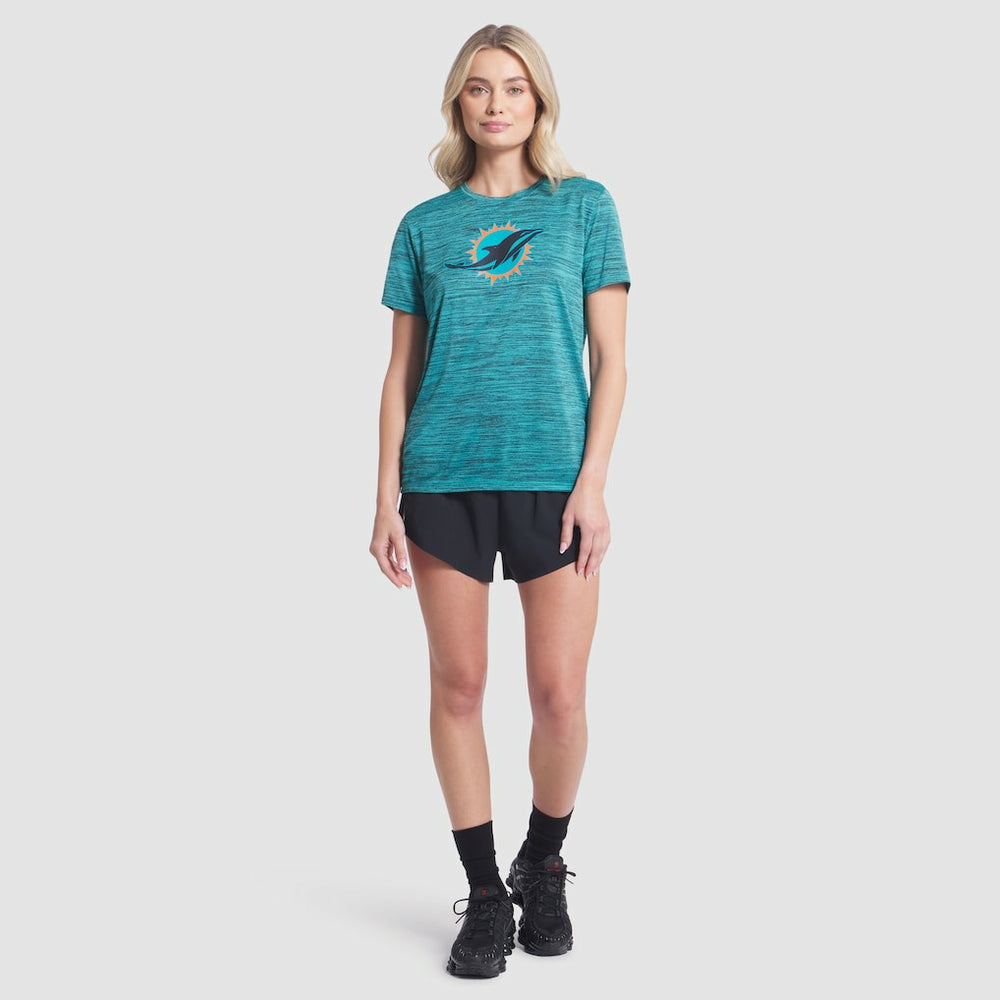 Miami Dolphins Women's 2025 Rivalries Collection Sideline Velocity Dri-FIT T-Shirt Turbo Green