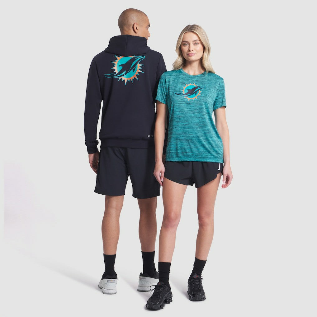 Miami Dolphins Women's 2025 Rivalries Collection Sideline Velocity Dri-FIT T-Shirt Turbo Green
