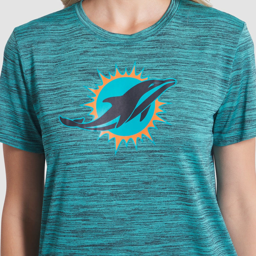 Miami Dolphins Women's 2025 Rivalries Collection Sideline Velocity Dri-FIT T-Shirt Turbo Green