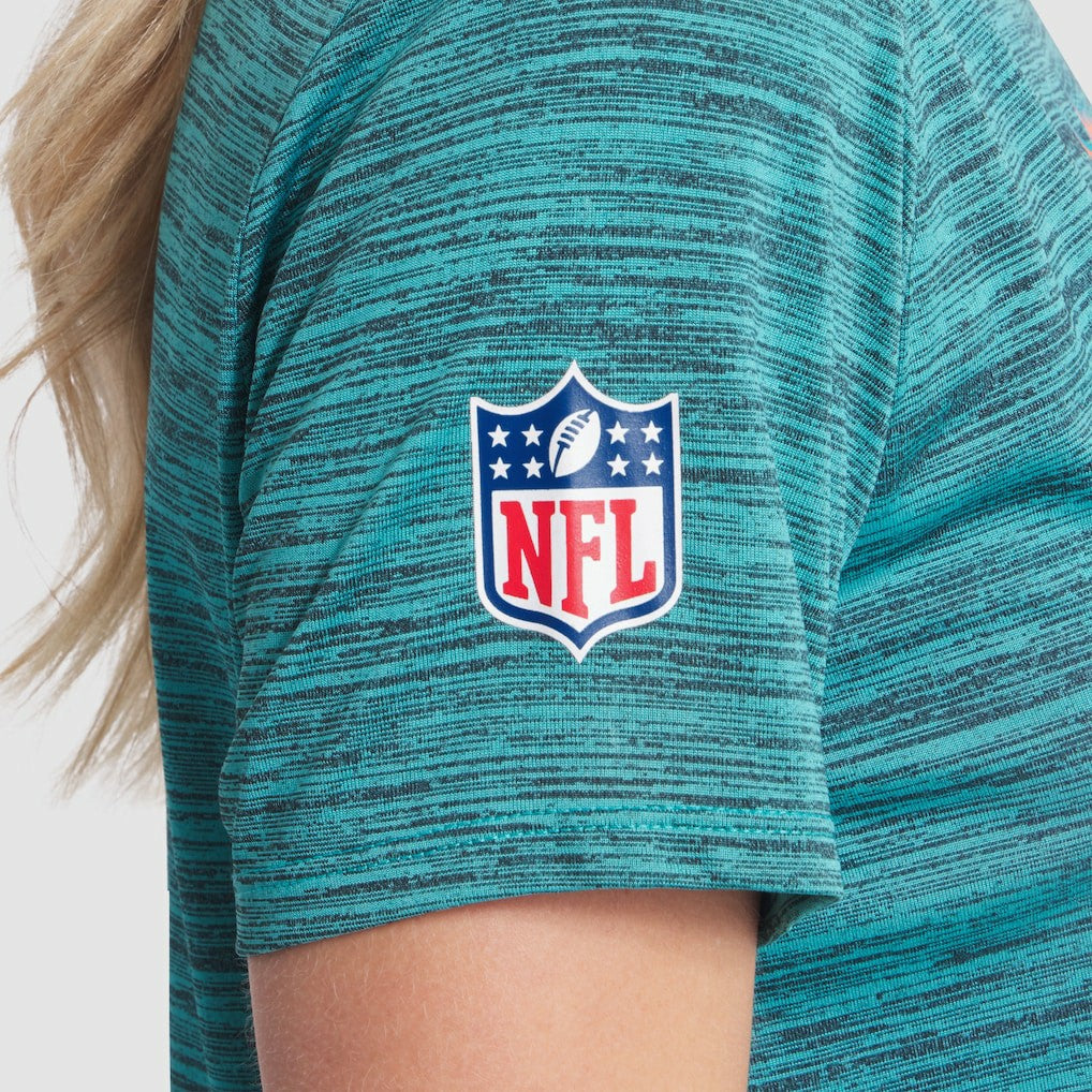 Miami Dolphins Women's 2025 Rivalries Collection Sideline Velocity Dri-FIT T-Shirt Turbo Green