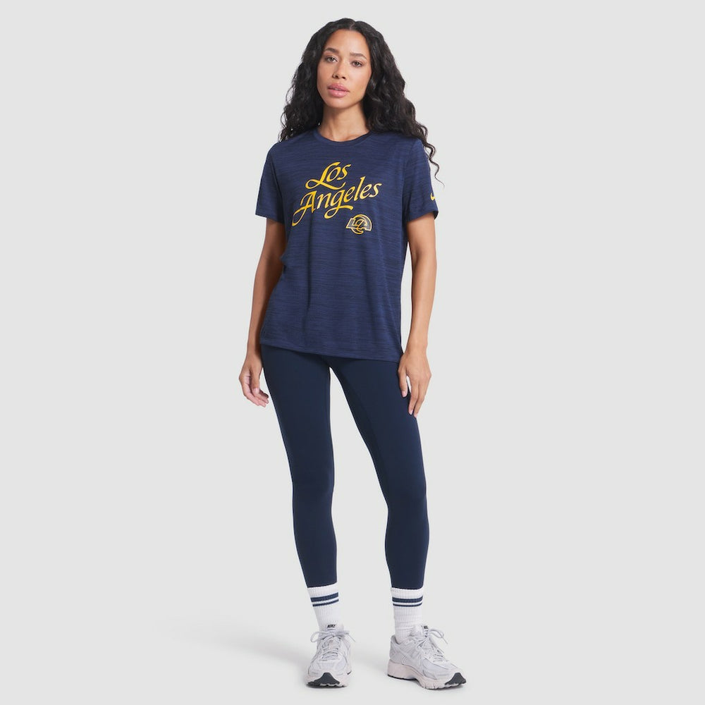 Los Angeles Rams Women's 2025 Rivalries Collection Sideline Velocity Dri-FIT T-Shirt Midnight Blue