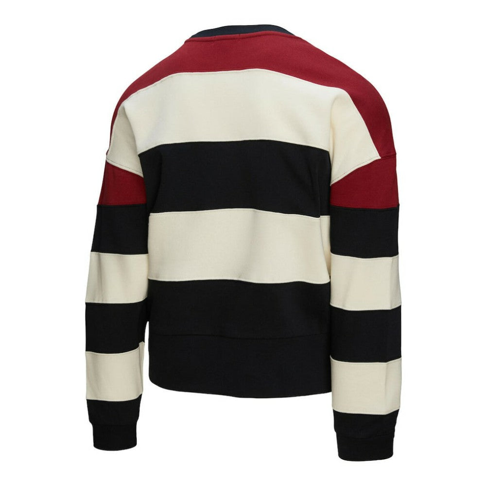 Philadelphia Phillies Mitchell & Ness Women's Cooperstown Collection Blocked Fleece Pullover Sweatshirt- Burgundy/Black Pullover