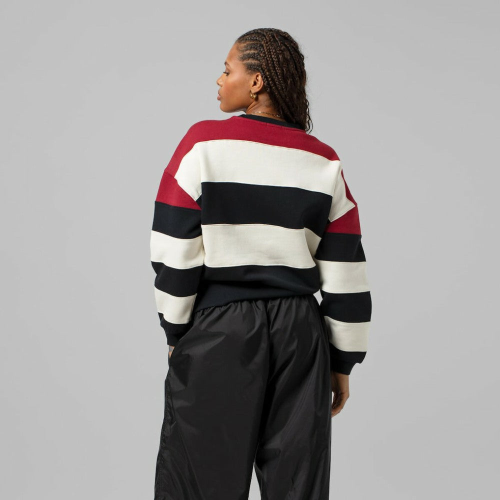 Philadelphia Phillies Mitchell & Ness Women's Cooperstown Collection Blocked Fleece Pullover Sweatshirt- Burgundy/Black Pullover
