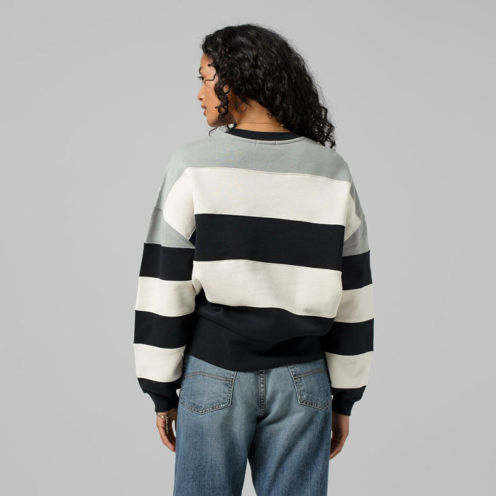 Los Angeles Dodgers Mitchell & Ness Women's Cooperstown Collection Blocked Fleece Pullover Sweatshirt- Gray/Black Pullover