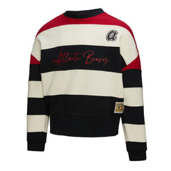 Atlanta Braves Mitchell & Ness Women's Cooperstown Collection Blocked Fleece Pullover Sweatshirt- Red/Black Pullover