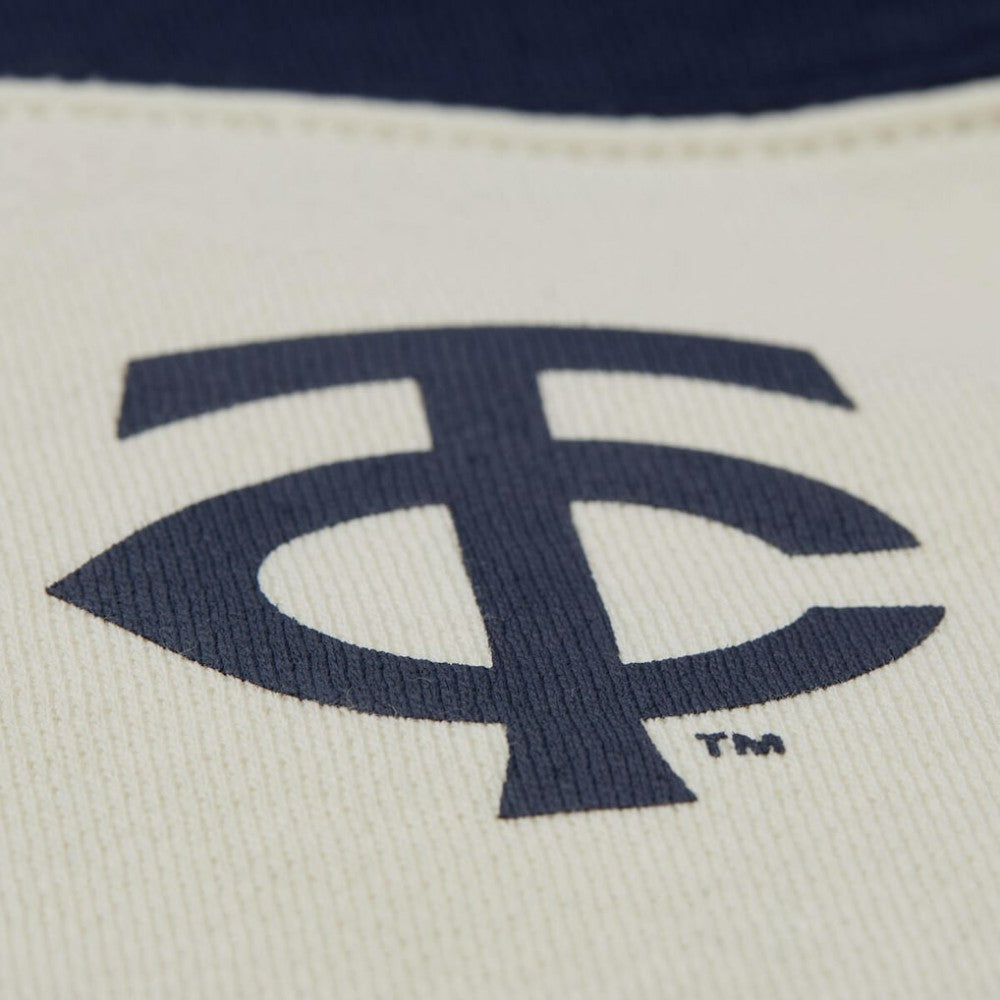 Minnesota Twins Mitchell & Ness Women's Cooperstown Collection Blocked Fleece Pullover Sweatshirt- Navy/Black Pullover