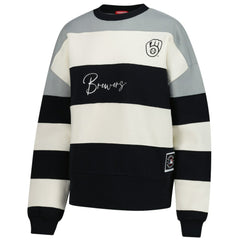 Milwaukee Brewers Mitchell & Ness Women's Cooperstown Collection Blocked Fleece Pullover Sweatshirt- Gray/Black Pullover
