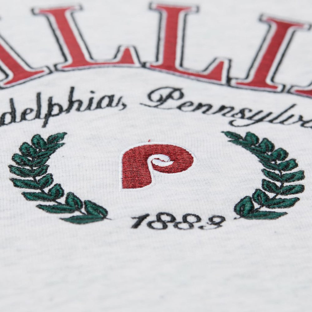 Philadelphia Phillies Mitchell & Ness Women's Cropped Toggle Pullover Sweatshirt - Heather Gray Pullover