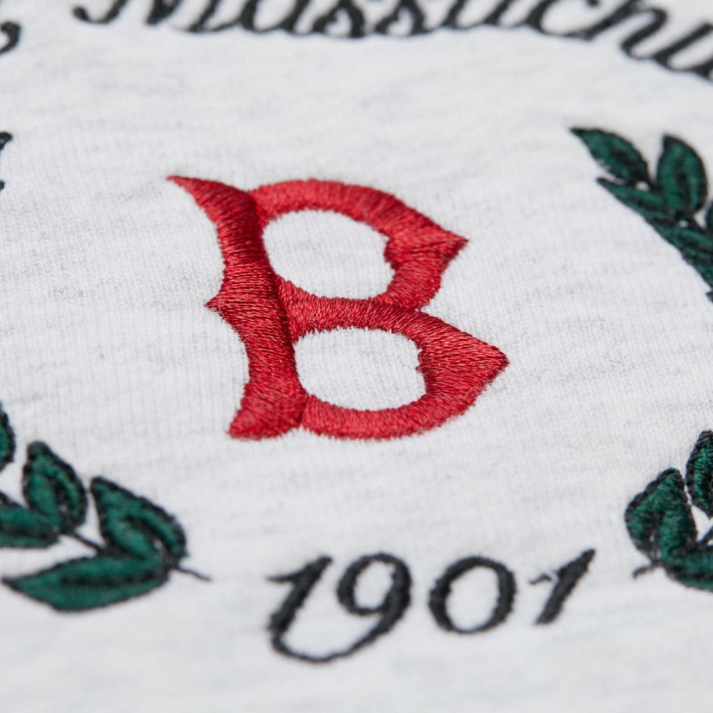 Boston Red Sox Mitchell & Ness Women's Cropped Toggle Pullover Sweatshirt - Heather Gray Pullover
