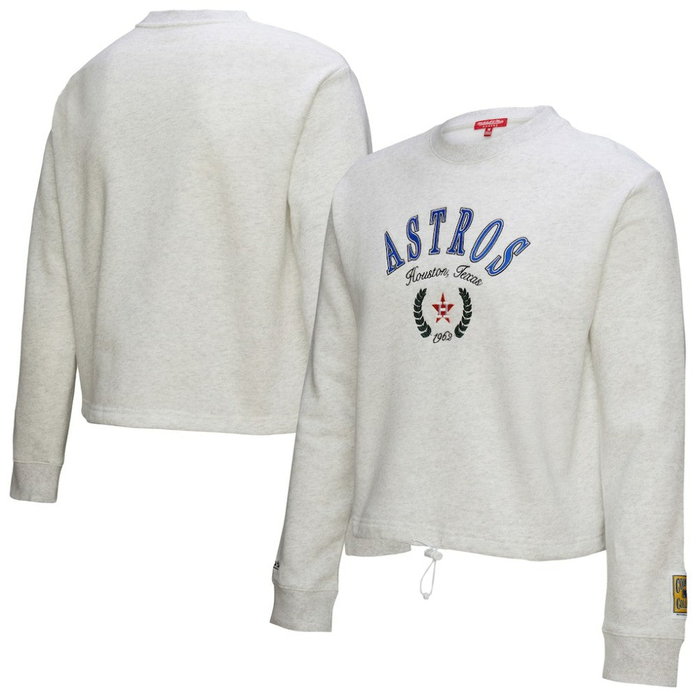 Houston Astros Mitchell & Ness Women's Cropped Toggle Pullover Sweatshirt - Heather Gray Pullover