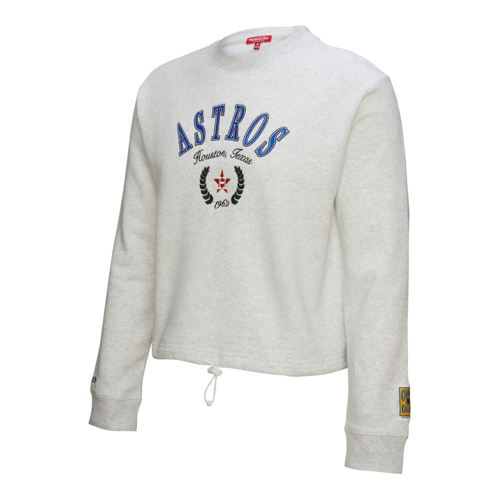 Houston Astros Mitchell & Ness Women's Cropped Toggle Pullover Sweatshirt - Heather Gray Pullover