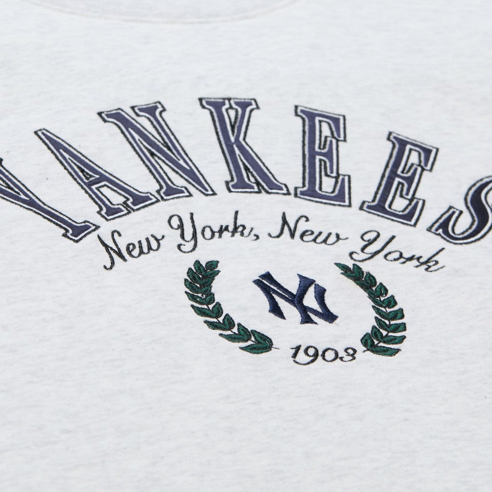 New York Yankees Mitchell & Ness Women's Cropped Toggle Pullover Sweatshirt - Heather Gray Pullover