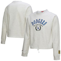 Los Angeles Dodgers Mitchell & Ness Women's Cropped Toggle Pullover Sweatshirt - Heather Gray Pullover
