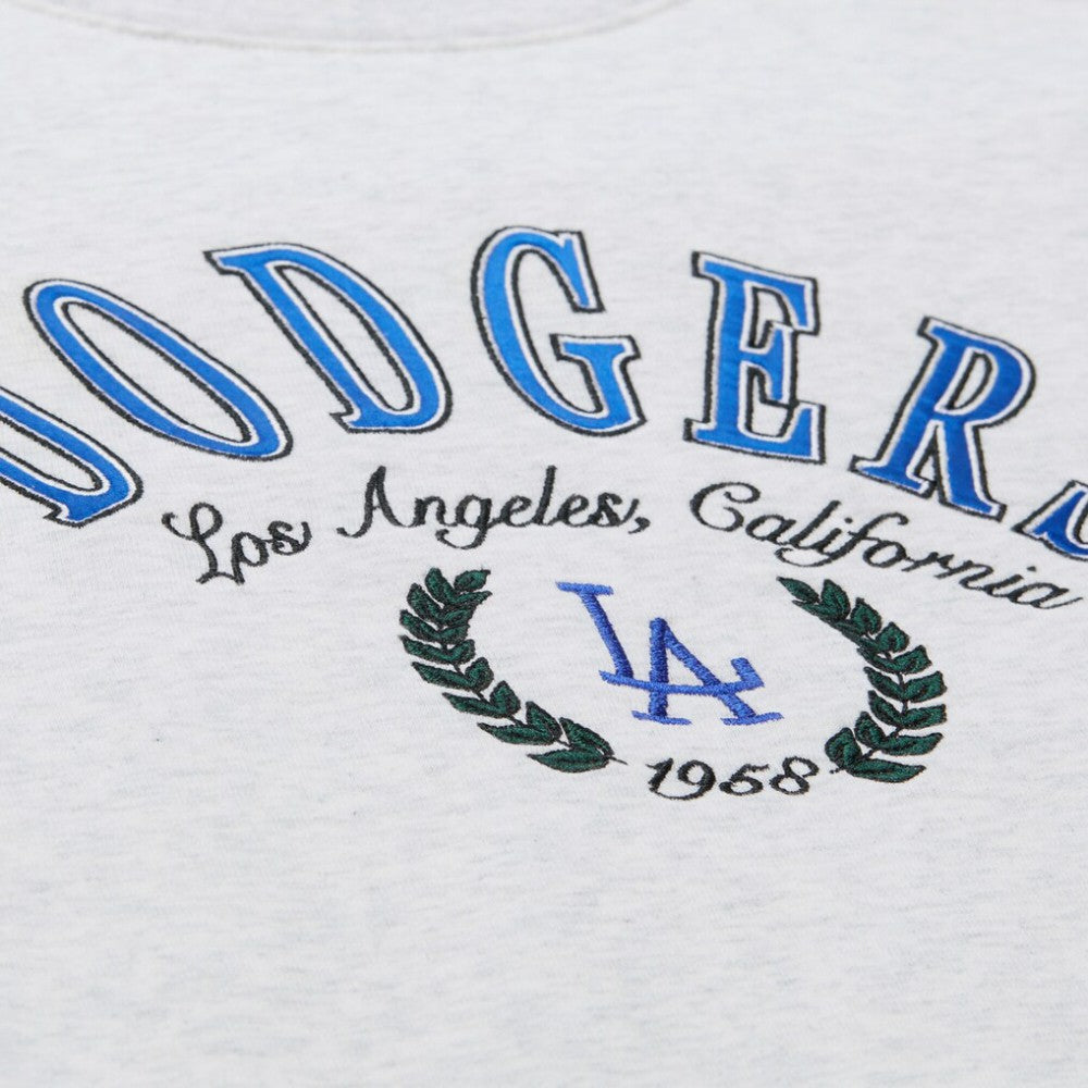 Los Angeles Dodgers Mitchell & Ness Women's Cropped Toggle Pullover Sweatshirt - Heather Gray Pullover