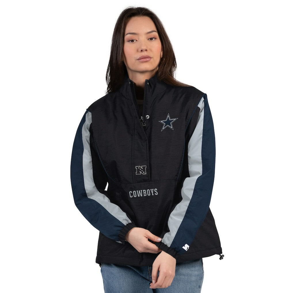 Dallas Cowboys Starter Women's Thursday Night Gridiron Half-Zip Jacket Black/Navy