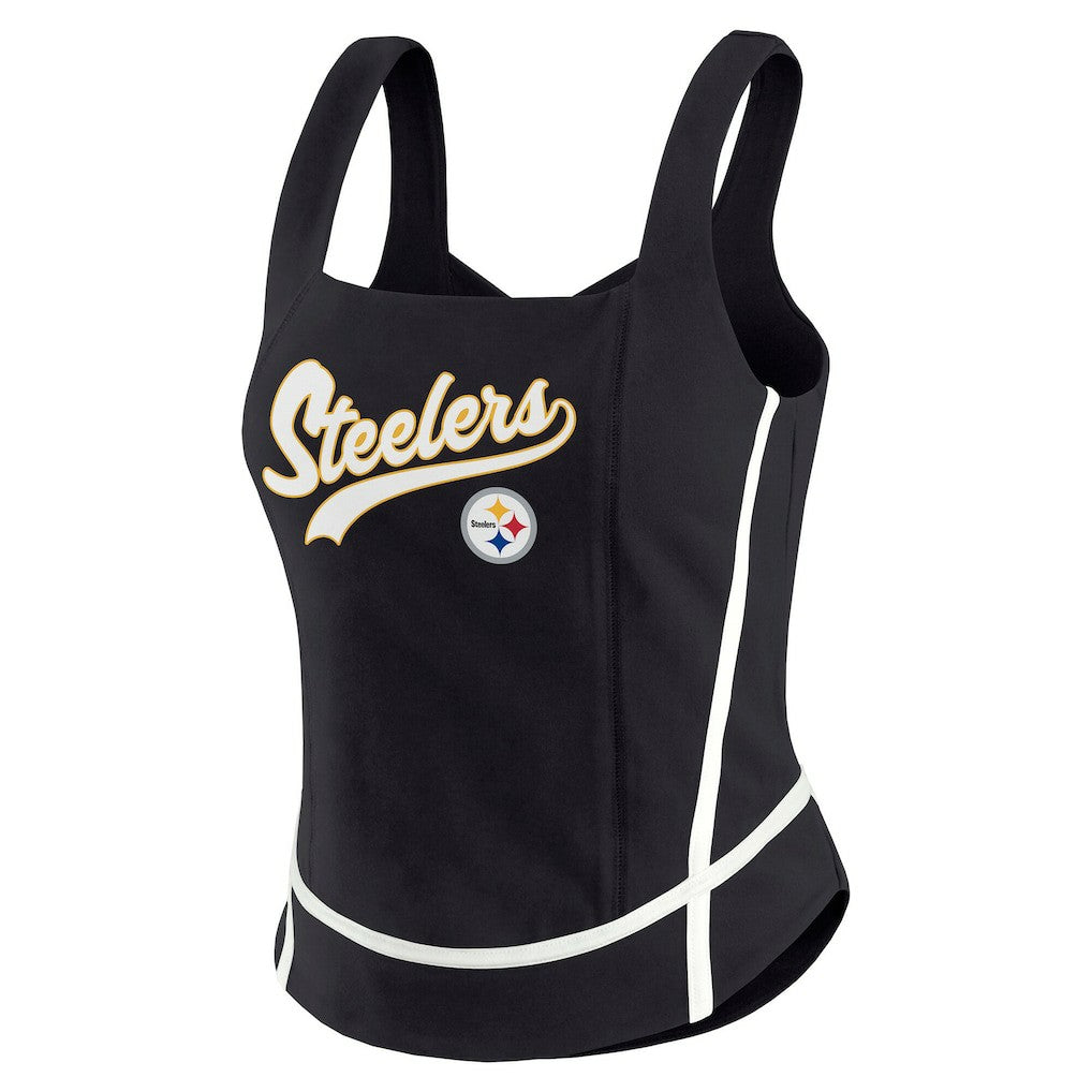 Pittsburgh Steelers WEAR by Erin Andrews Women's Square Neck Tank Top Black