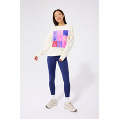 Los Angeles Dodgers Terez Women's Technicolor  Oversized Pullover Sweatshirt - Cream Pullover
