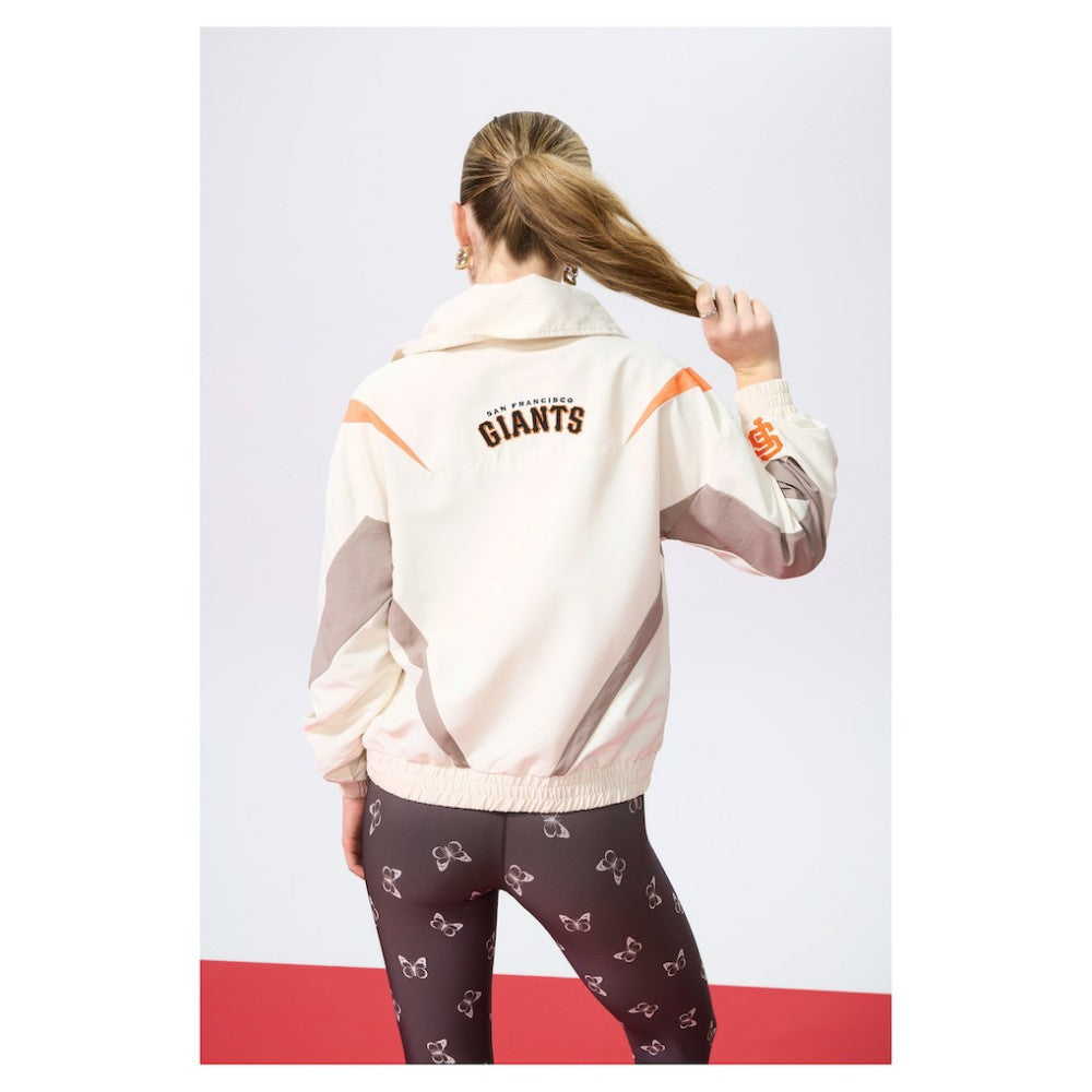 San Francisco Giants Terez Women's Ripstop Chevron Quarter-Zip Pullover - Cream Pullover