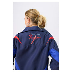 New York Yankees Terez Women's Ripstop Chevron Quarter-Zip Pullover - Navy Pullover