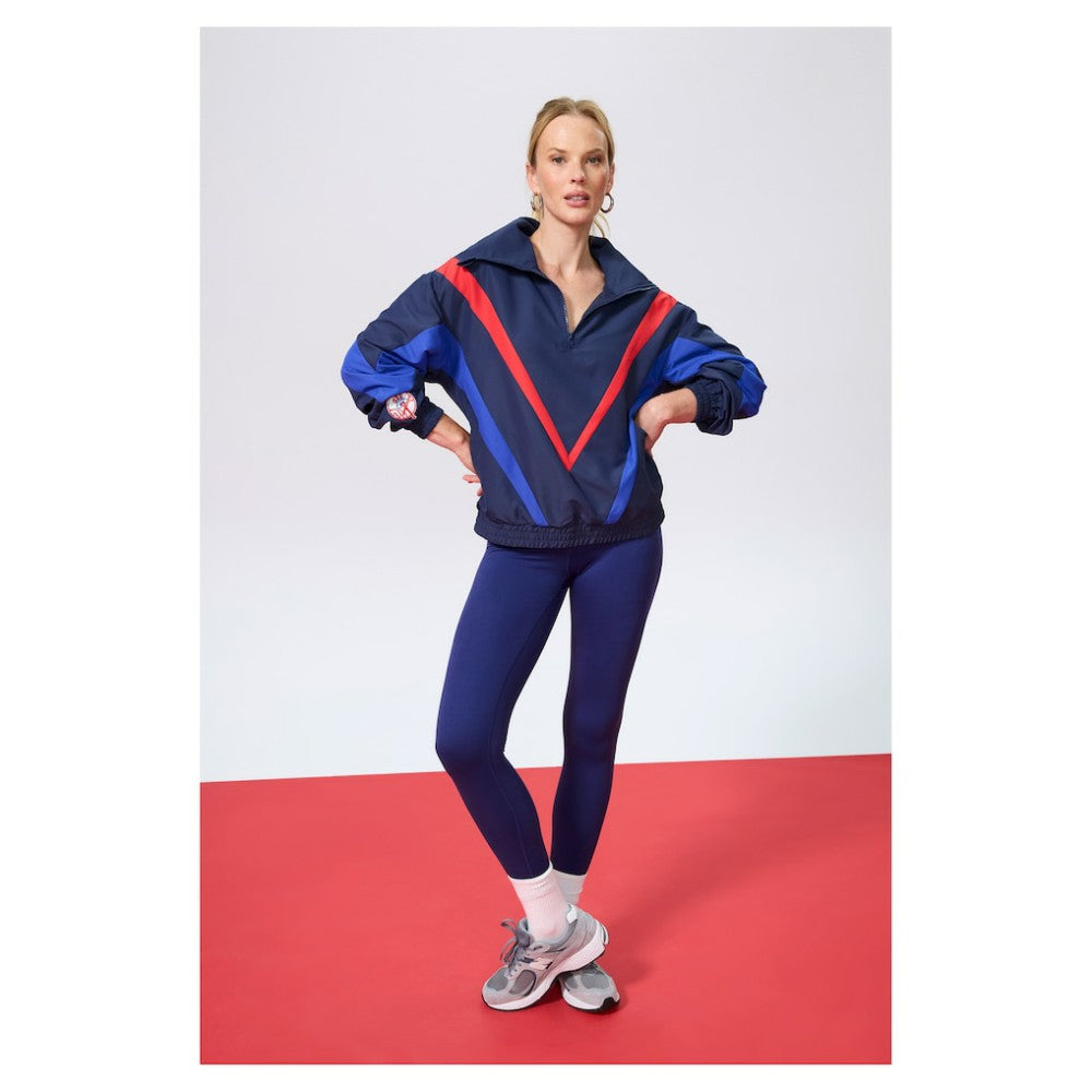 New York Yankees Terez Women's Ripstop Chevron Quarter-Zip Pullover - Navy Pullover