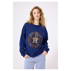 Houston Astros Terez Women's Oversized Gemstone Logo Sweatshirt - Navy Sweatshirts