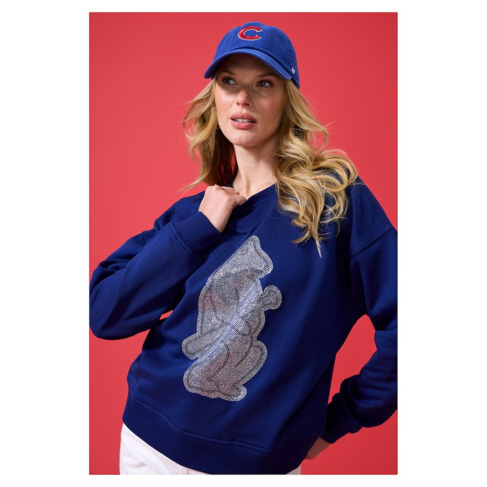 Chicago Cubs Terez Women's Oversized Gemstone Logo Sweatshirt - Navy Sweatshirts
