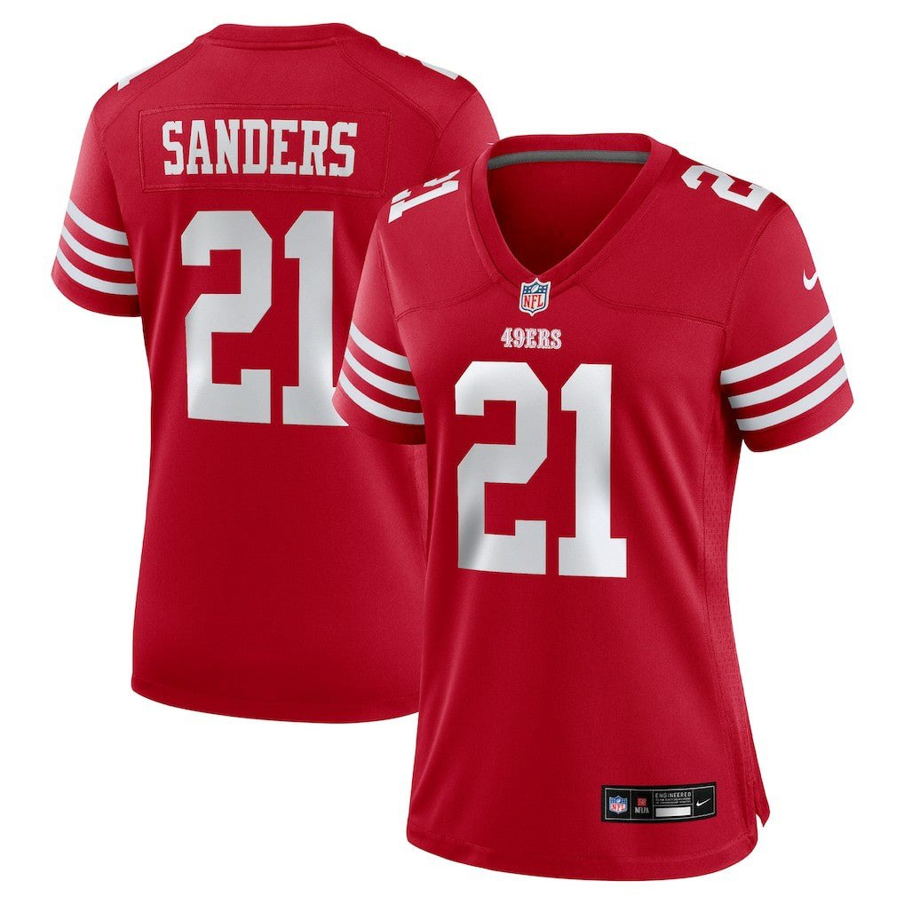 Deion Sanders San Francisco 49ers Women's Retired Player Game Jersey Scarlet