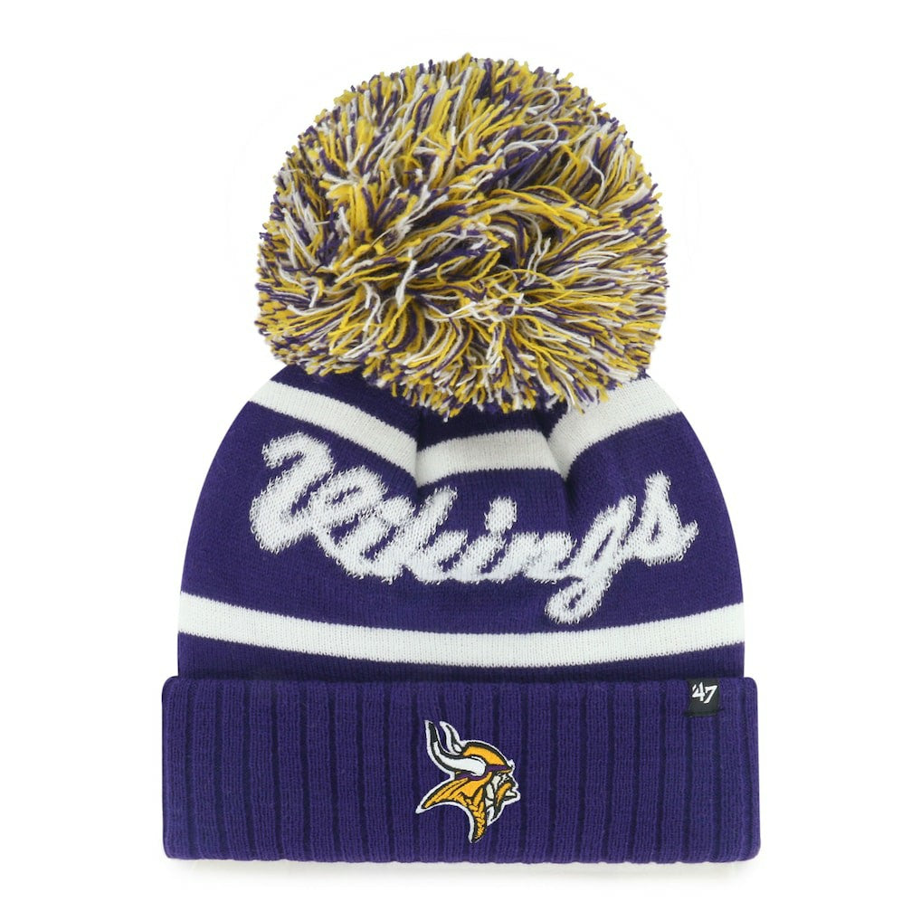 Minnesota Vikings '47 Women's Spirited Cuffed Knit Hat with Pom Purple