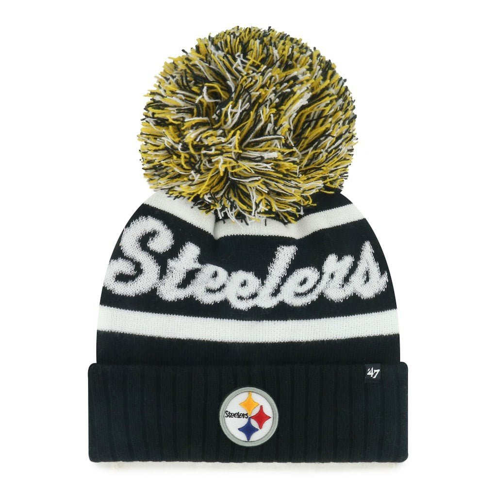 Pittsburgh Steelers '47 Women's Spirited Cuffed Knit Hat with Pom Black