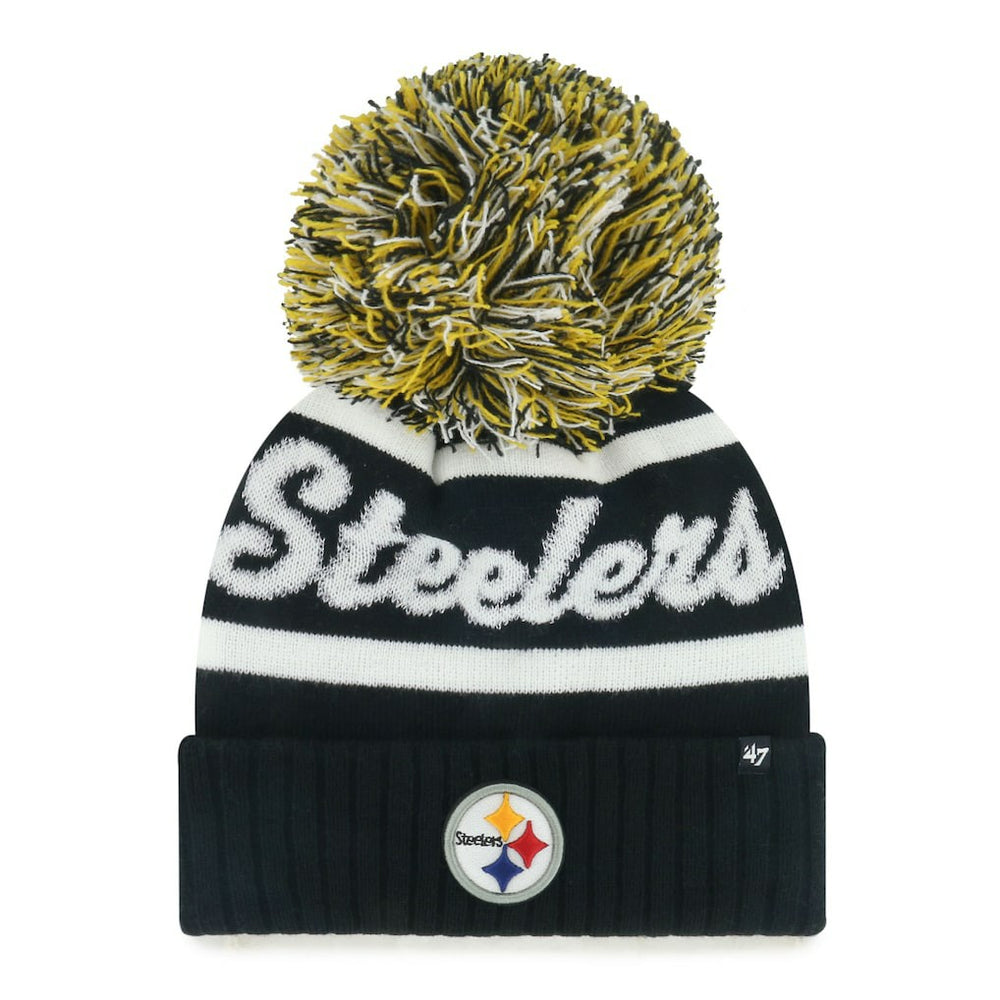 Pittsburgh Steelers '47 Women's Spirited Cuffed Knit Hat with Pom Black