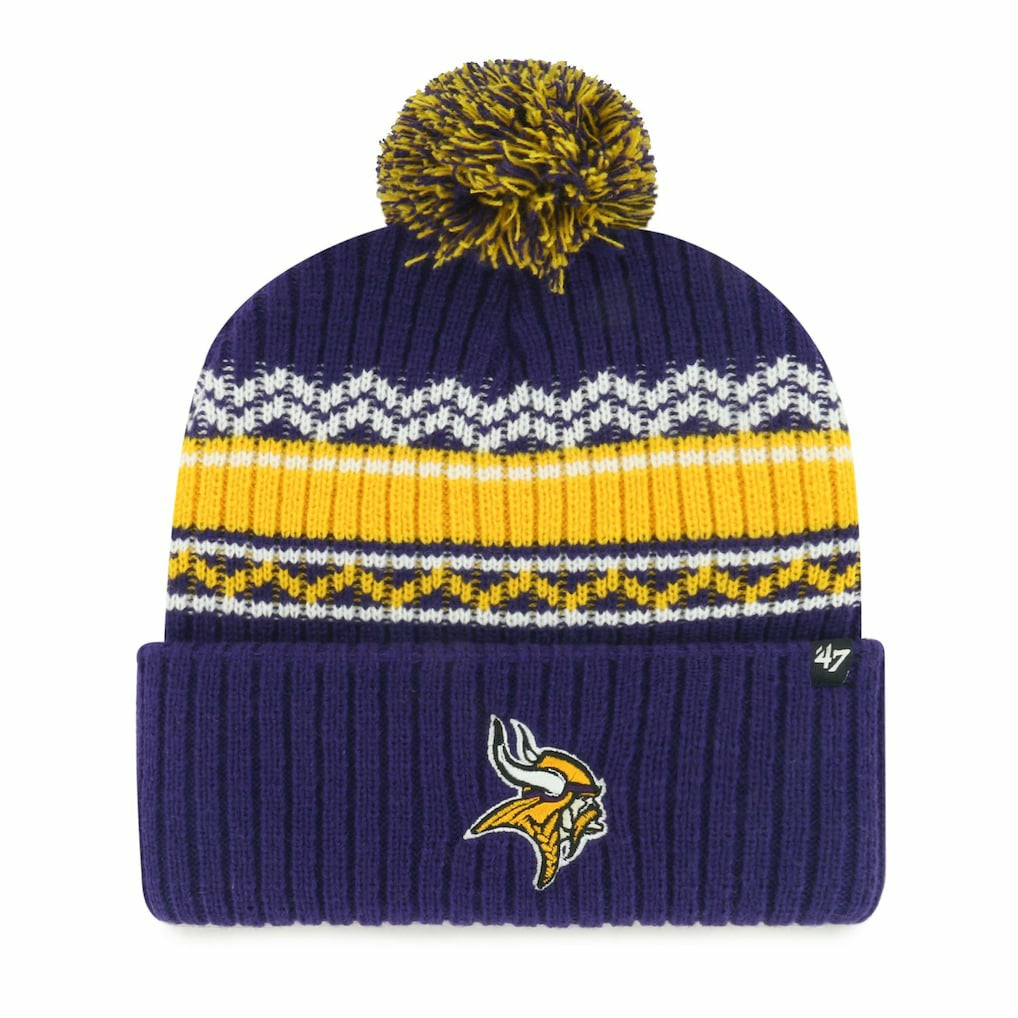 Minnesota Vikings '47 Youth Polar Vortex Cuffed Knit Hat with Pom Purple