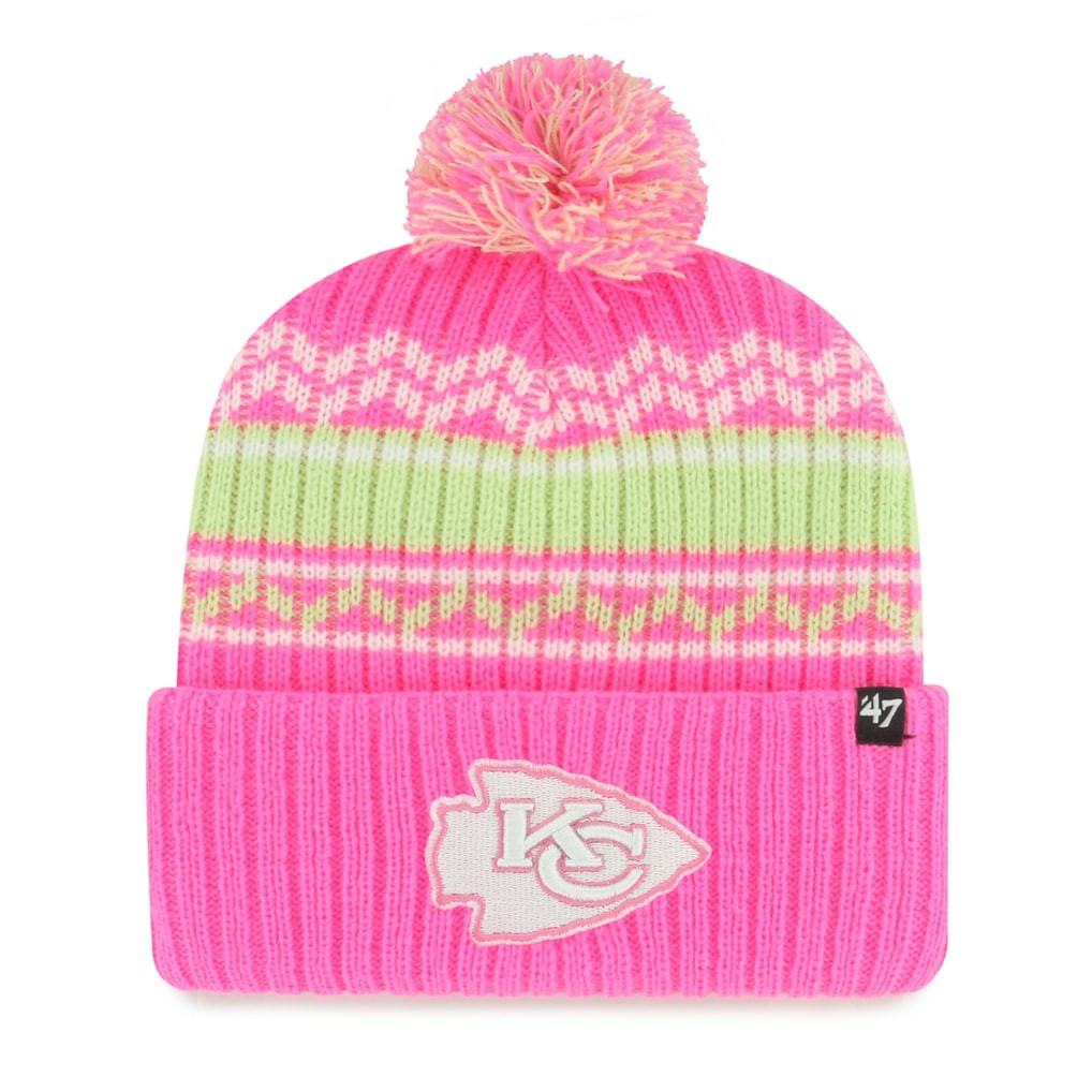 Kansas City Chiefs '47 Girls Youth Polar Vortex Cuffed Knit Hat with Pom Pink