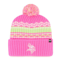 Minnesota Vikings '47 Girls Youth Polar Vortex Cuffed Knit Hat with Pom Pink